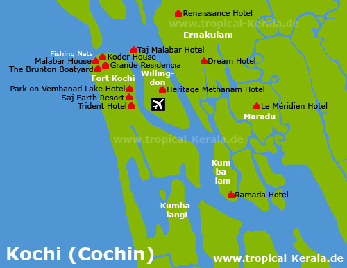 Kochi Karte - klick zur Hotelliste