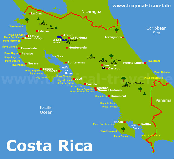 Costa Rica Karte Costa Rica Karte