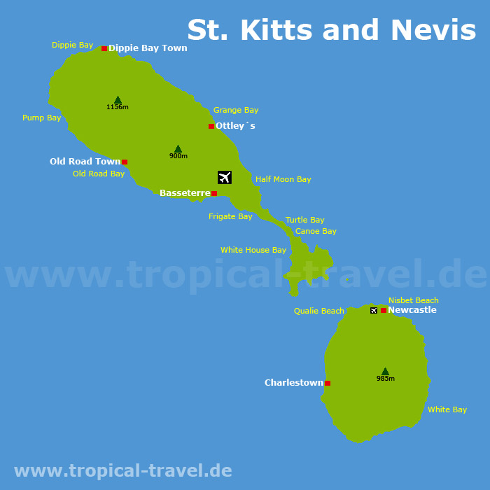 Kitts & Nevis Karte Kitts & Nevis Karte