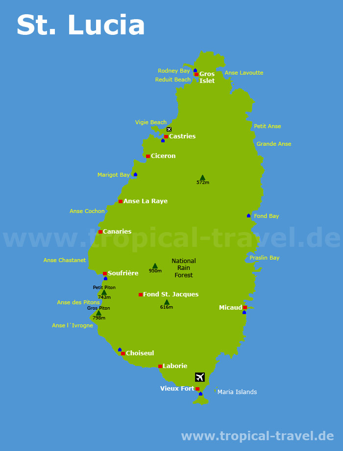 St. Lucia Karte St. Lucia Karte