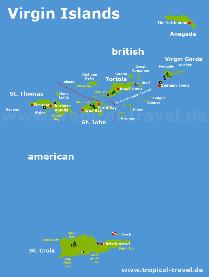 Jungferninseln Karte