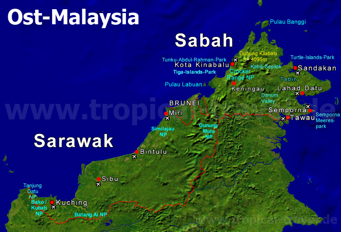 Ost-Malaysia Karte Ost-Malaysia Karte