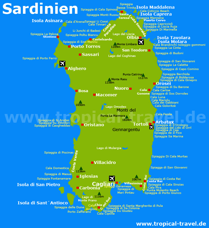 Sardinien Karte Sardinien Karte