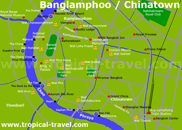 Bangkok altes Zentrum Karte